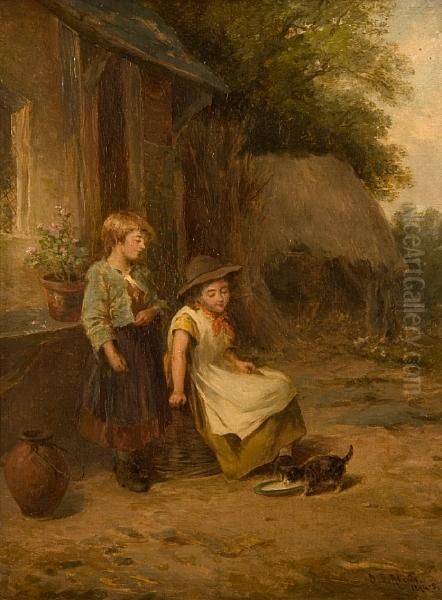 Feeding Time Oil Painting by James Seymour Adams