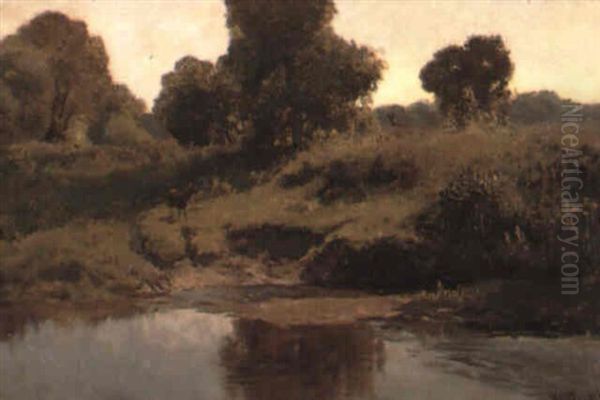 Reh Am Weiher Oil Painting by Hermann Baisch