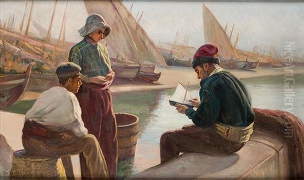 Tertulia De Pescadores Oil Painting by Dionisio Baixeras y Verdaguer