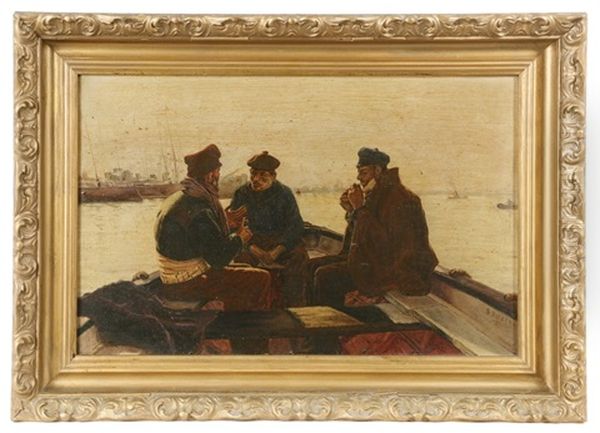 Three Fishermen Debate Oil Painting by Dionisio Baixeras y Verdaguer