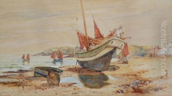 'preparing The Boats' Oil Painting by John Clayton Adams