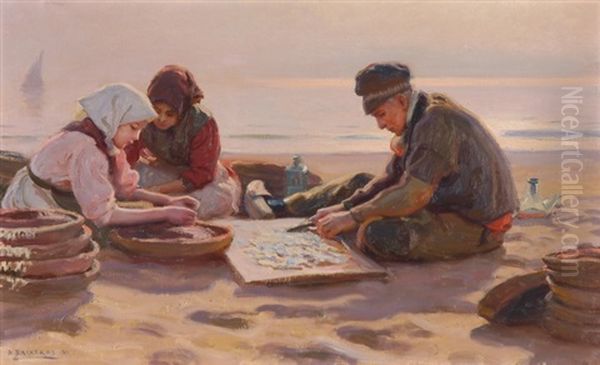 Fischer Am Strand Oil Painting by Dionisio Baixeras y Verdaguer