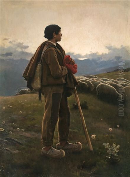 Pastor Del Pirineu Oil Painting by Dionisio Baixeras y Verdaguer