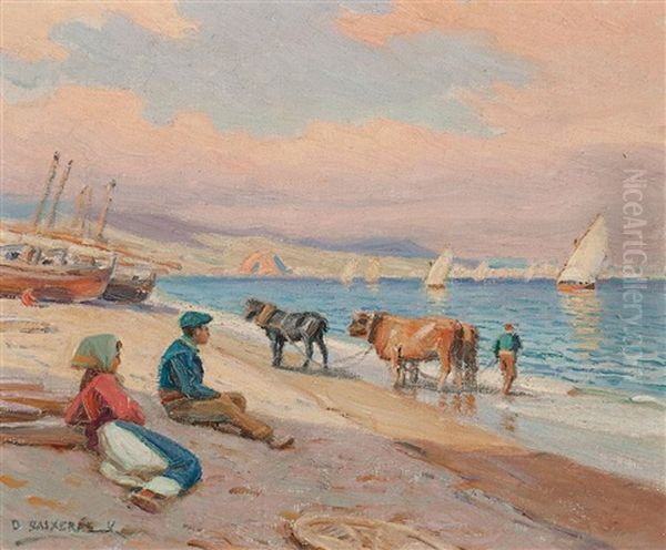 Playa Oil Painting by Dionisio Baixeras y Verdaguer