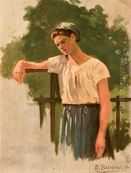 Joven En La Barandilla Oil Painting by Dionisio Baixeras y Verdaguer