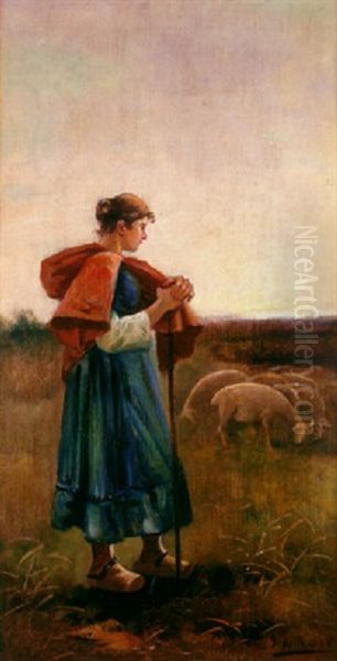 Pastora Oil Painting by Dionisio Baixeras y Verdaguer