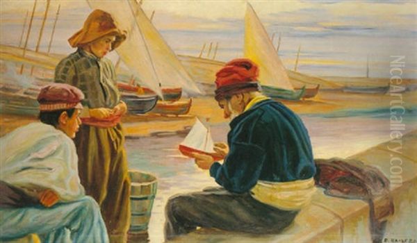 Pescadores Oil Painting by Dionisio Baixeras y Verdaguer