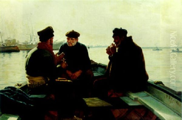 The Boatmen Of Barcelona Oil Painting by Dionisio Baixeras y Verdaguer