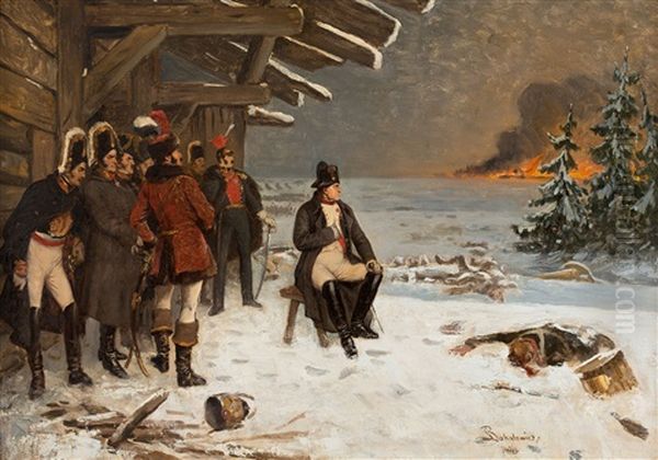 Napoleon Pod Moskwa (scena Z Kampanii Rosyjskiej) Oil Painting by Ladislaus Bakalowicz