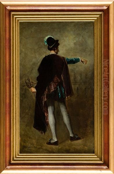 Swordsman Before Duel Oil Painting by Ladislaus Bakalowicz