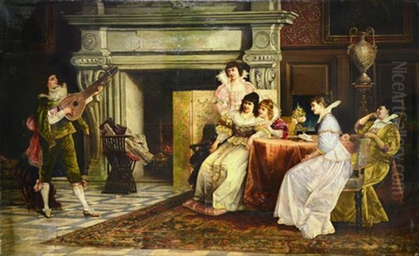 Performing For The Ladies Oil Painting by Ladislaus Bakalowicz