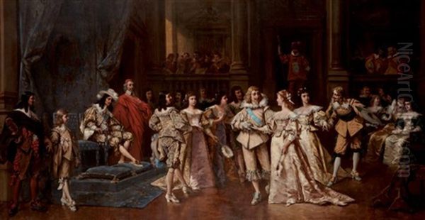 Le Bal A La Cour De Louis Xiii Oil Painting by Ladislaus Bakalowicz