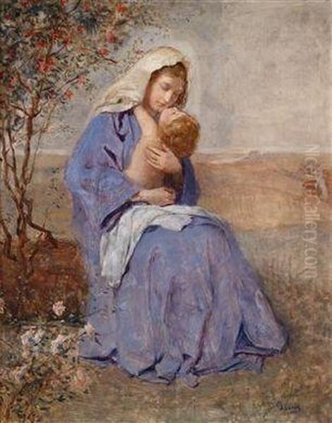 Mother With Herchild Oil Painting by John Quincy Adams