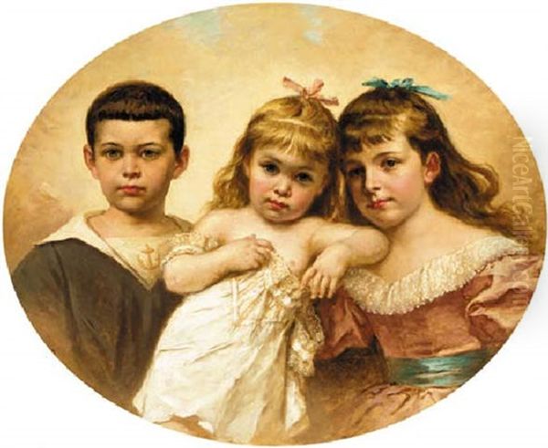 Family Portrait Oil Painting by Ladislaus Bakalowicz