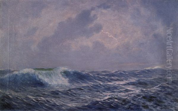 Das Meer Bei Anzio Bei Gewitter Oil Painting by Stephan Wladislawowitsch Bakalowicz