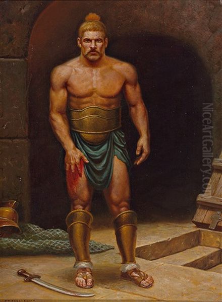 Verletzter Romischer Gladiator Nach Dem Kampf Oil Painting by Stephan Wladislawowitsch Bakalowicz