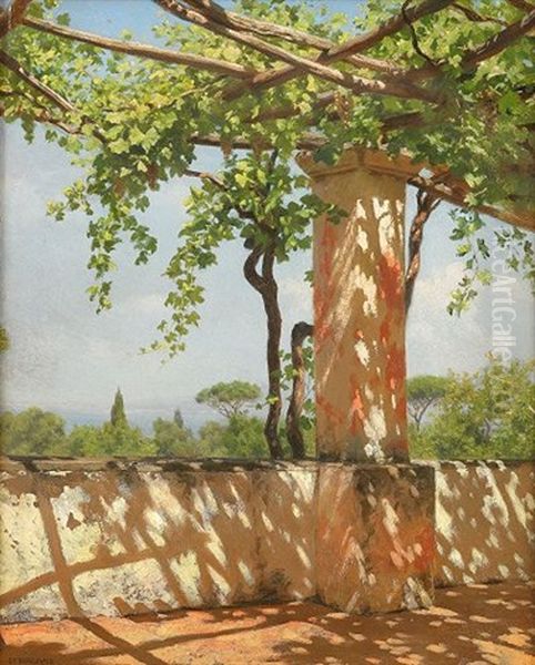 Terrace With Pergola Oil Painting by Stephan Wladislawowitsch Bakalowicz