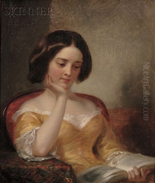 Young Woman Reading Oil Painting by George Augustus Baker Jr.