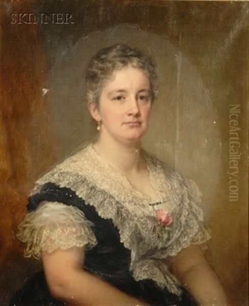 Portrait Of A Lady (mary Dumesnil Mcilvaine Parsons, Wife Of John E. Parsons?) Oil Painting by George Augustus Baker Jr.