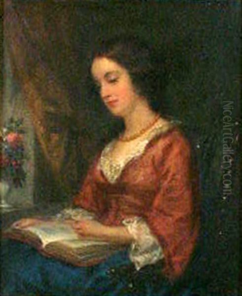 Lady Reading Oil Painting by George Augustus Baker Jr.