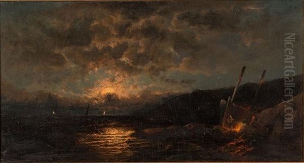 Evening Encampment Oil Painting by Elisha Taylor Baker