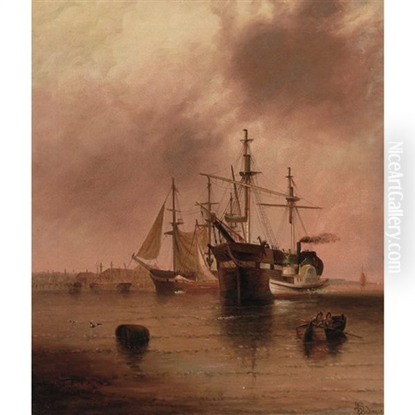 Arriving In Port Oil Painting by Elisha Taylor Baker