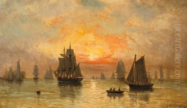 Sailing At Sunset Oil Painting by Elisha Taylor Baker