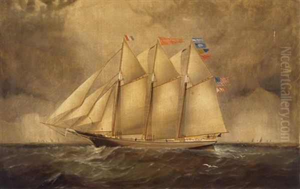 The Three-masted Schooner Rosa Eppinger Oil Painting by Elisha Taylor Baker