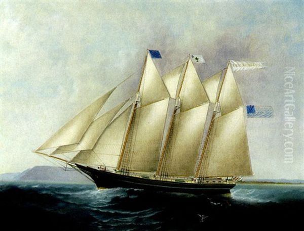 The Schooner "bella Crowell" Oil Painting by Elisha Taylor Baker