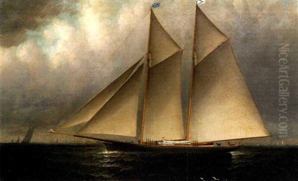 Portrait Of An American Schooner Yacht Oil Painting by Elisha Taylor Baker