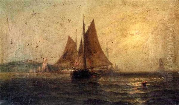 Sunset Off The Irish Coast Oil Painting by Elisha Taylor Baker