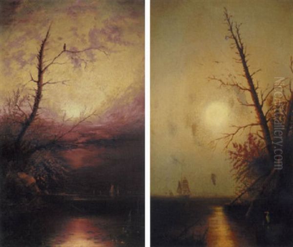 Sunset And Dawn Oil Painting by Elisha Taylor Baker