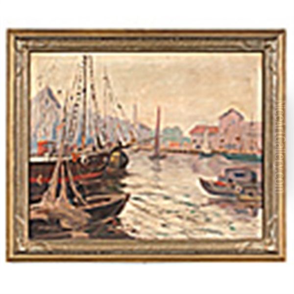 Rockport Harbor Oil Painting by George Herbert Baker