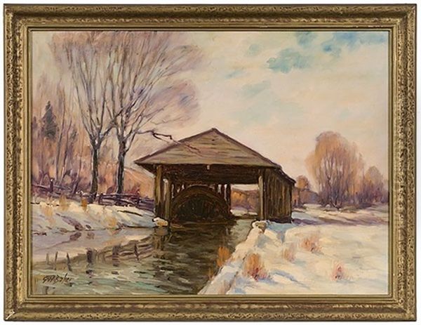 Old Canal Aqueduct, Metamora, Indiana Oil Painting by George Herbert Baker