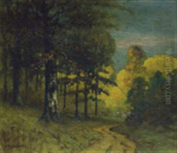 Road Along The Woods Oil Painting by George Herbert Baker