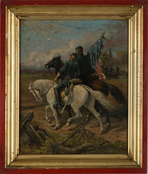 Ulysses S. Grant And Union Cavalry Carrying The Stars And Stripes Oil Painting by Joseph E. Baker