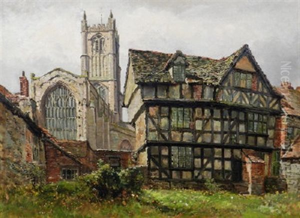 Ludlow Church And The Reader's House Oil Painting by Oliver Baker