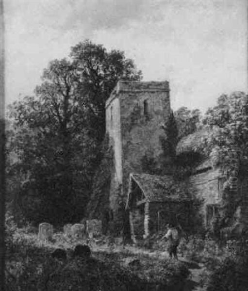 Binton Church, Warwickshire Oil Painting by Samuel Henry Baker