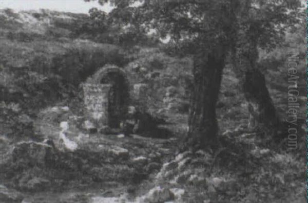 La Fontaine De St. Anne A Nizon, Finistere Oil Painting by Samuel Henry Baker