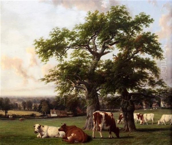 Landscape In Warwickshire Oil Painting by Thomas Baker