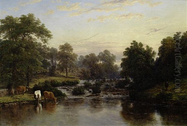 On The Lathkill, Derbyshire Oil Painting by Thomas Baker