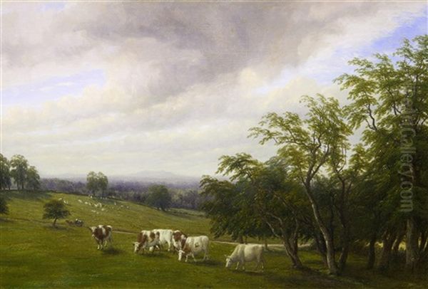 Cattle Grazing Oil Painting by Thomas Baker