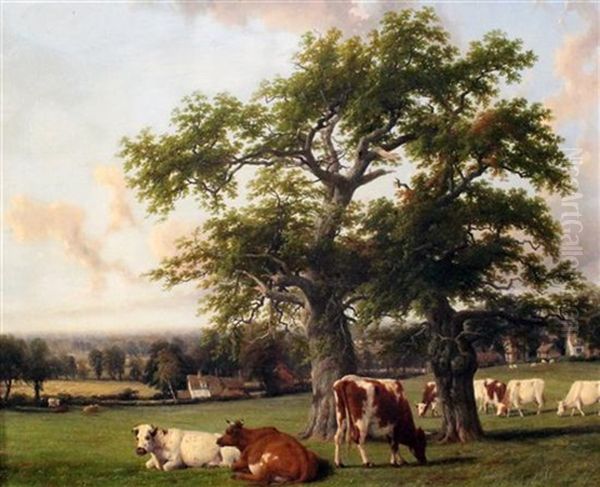 A Warwickshire Landscape Oil Painting by Thomas Baker