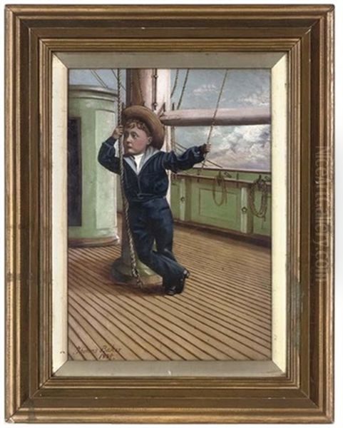 Master Alic Baker, On Deck, In Full Sailors Uniform Oil Painting by Thomas Baker