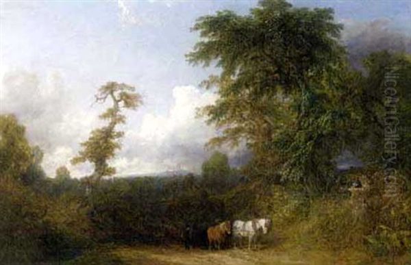 A Plough Team Oil Painting by Thomas Baker