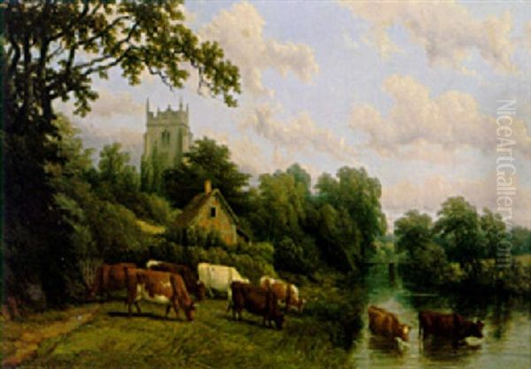 Ashow, Warwickshire Oil Painting by Thomas Baker