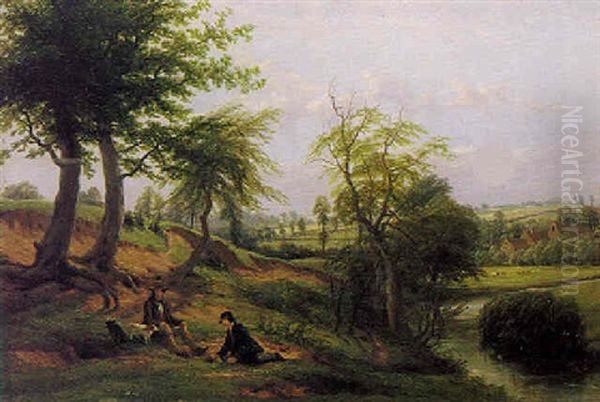 The Leam, Near Weston Mill Oil Painting by Thomas Baker