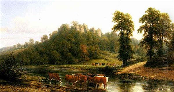 Goodrich Castle On The Wye, Herefordshire Oil Painting by Thomas Baker