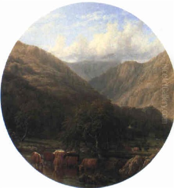 A View Of Snowdon From Near Llyn-y-dinas Oil Painting by Thomas Baker