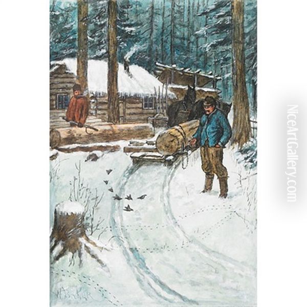 Three Canadian Watercolours Oil Painting by Walter Baker